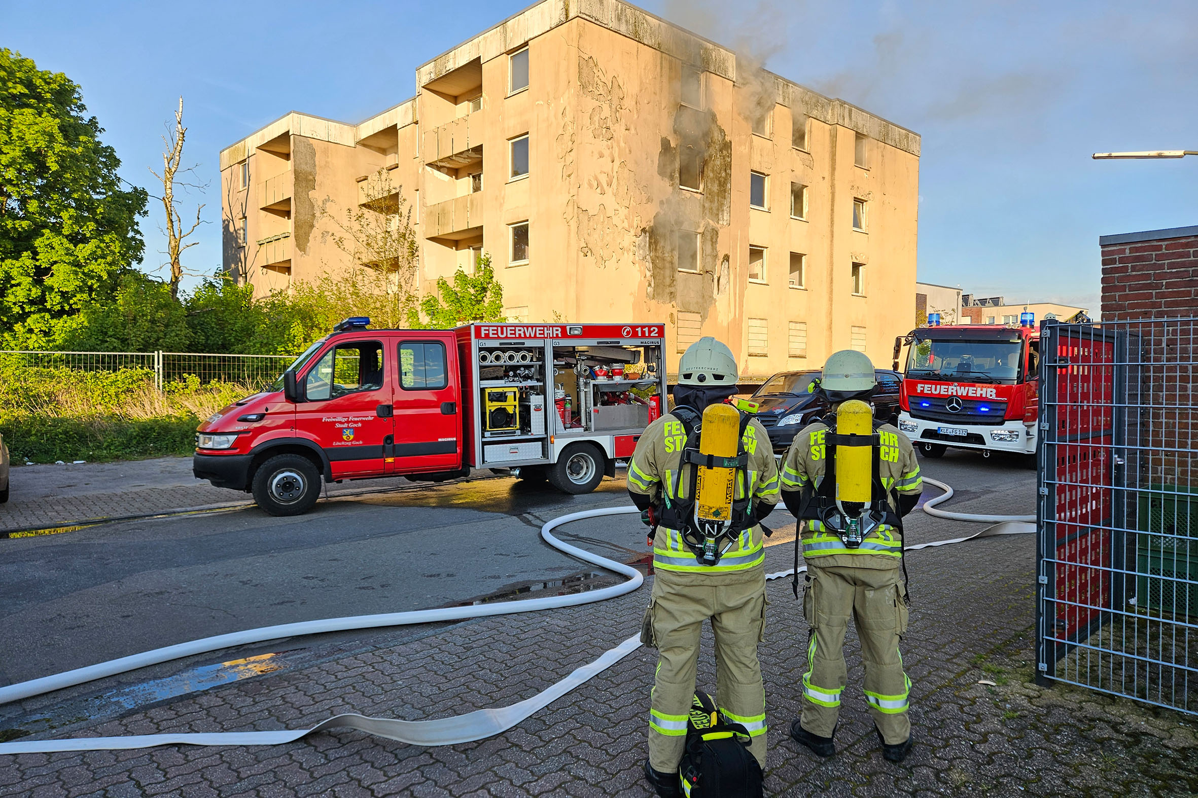 Goch: Erneut Feuer in ehemaligem Belgierhaus - Feuerwehrmann wurde leicht verletzt